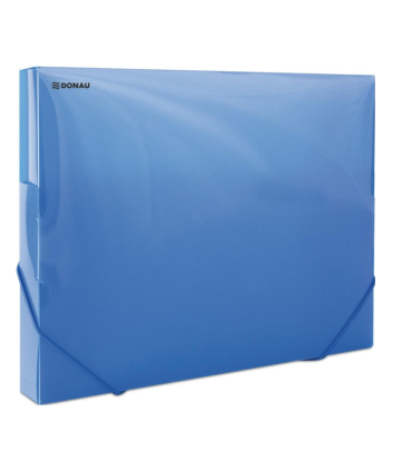 Box na spisy s gumičkou Donau - A4, transparentně modrý, 3 cm