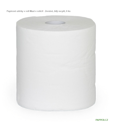 Papírové utěrky v roli Maxi v rolích - 2vrstvé, bílý recykl, 6 ks