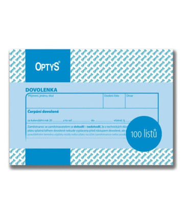 Dovolenka Optys, A6, 100 listů, hodinová