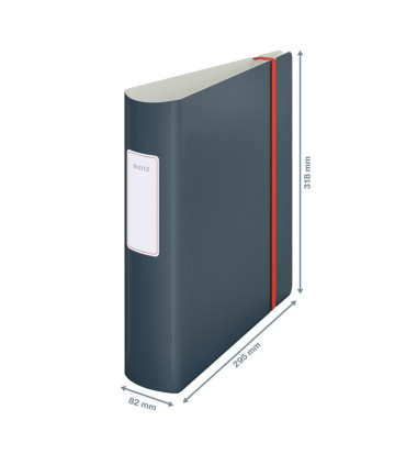 Pákový pořadač Leitz Cosy 180° - A4, celoplastový, šíře hřbetu 8,2 cm, šedý