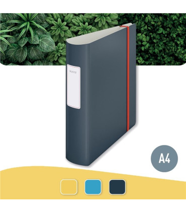 Pákový pořadač Leitz Cosy 180° - A4, celoplastový, šíře hřbetu 8,2 cm, šedý