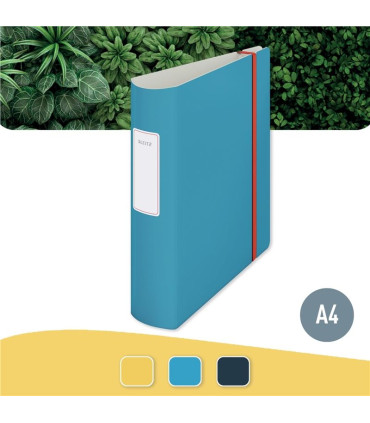 Pákový pořadač Leitz Cosy 180° - A4, celoplastový, šíře hřbetu 8,2 cm, modrý