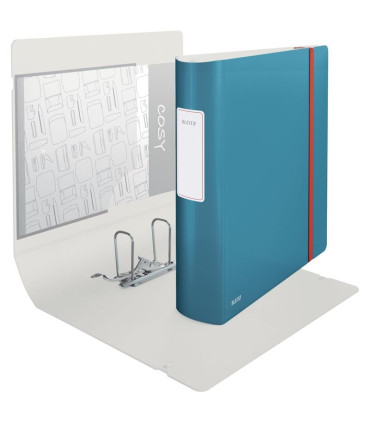 Pákový pořadač Leitz Cosy 180° - A4, celoplastový, šíře hřbetu 8,2 cm, modrý
