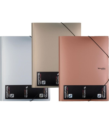 Desky s chlopněmi a gumičkou Metallic - A4, plastové, měděné, 1 ks
