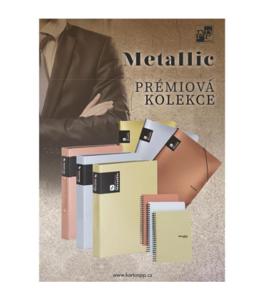 Desky s chlopněmi a gumičkou Metallic - A4, plastové, měděné, 1 ks