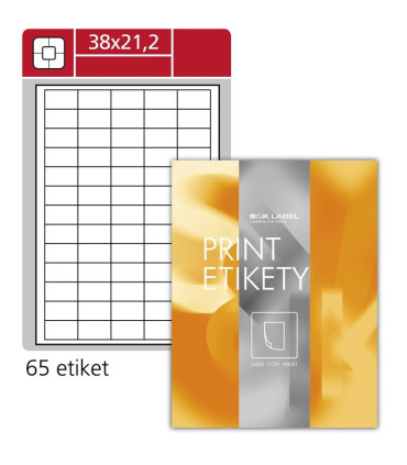 Snímatelné etikety, bílé, 38,0 x 21,2 mm, 6500 ks