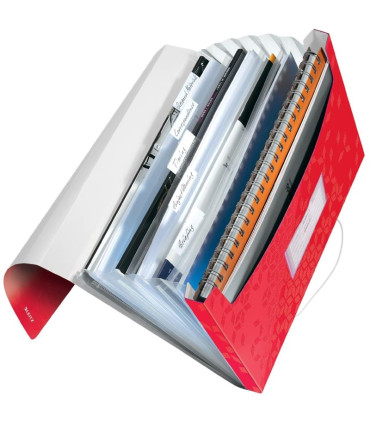 Aktovka s přihrádkami Leitz WOW - A4, červená, 6 přihrádek