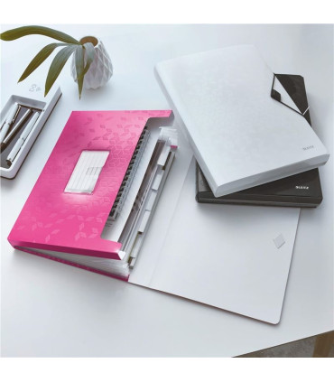 Aktovka s přihrádkami Leitz WOW - A4, metalicky růžová, 6 přihrádek