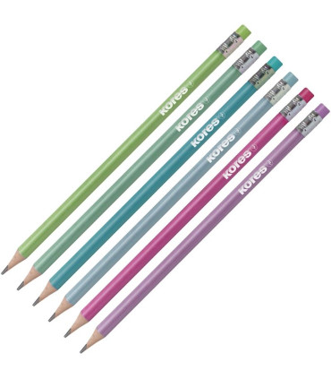 Grafitová tužka Kores Style - s pryží, HB, 6 ks