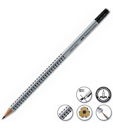 Grafitová tužka Faber-Castell Grip 2001 - s pryží, HB, 12 ks