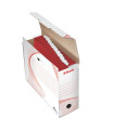 Archivační krabice na závěsné desky Esselte - bíločervená, 11,7 x 28,5 x 33,7 cm
