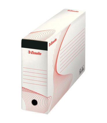 Archivační krabice na závěsné desky Esselte - bíločervená, 11,7 x 28,5 x 33,7 cm