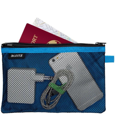 Dvojitá textilní kapsa, Leitz WOW - velká, modrá