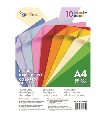 Barevné papíry Gimboo A4 - složka 100 listů, 10 neonových barev