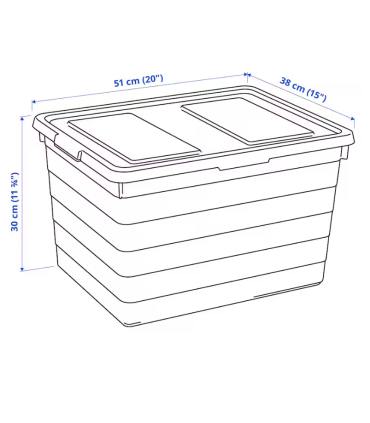 Plastová krabice s víkem 38 x 51 x 30 cm