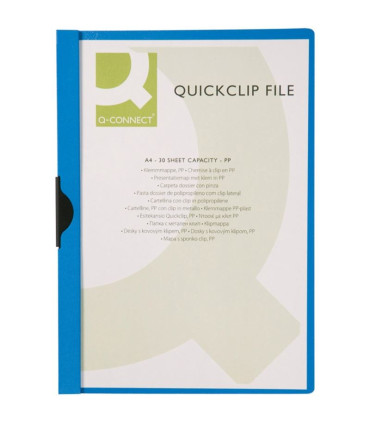 Zakládací desky s klipem Q-Connect - A4, kapacita 30 listů, modré, 25 ks