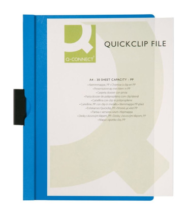 Zakládací desky s klipem Q-Connect - A4, kapacita 30 listů, modré, 25 ks