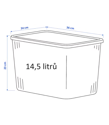 Plastový box s víkem, transparentní, 14,5 litrů