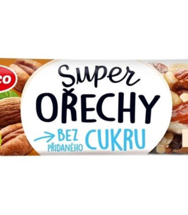Tyčinka Emco Super ořechy - pekanový ořech, bez přidaného cukru, 35 g