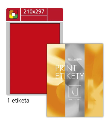 Fluorescentní etikety S&K Label - červené, 210 x 297 mm, 100 ks