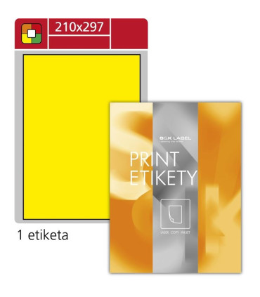 Fluorescentní etikety S&K Label - žluté, 210 x 297 mm, 100 ks