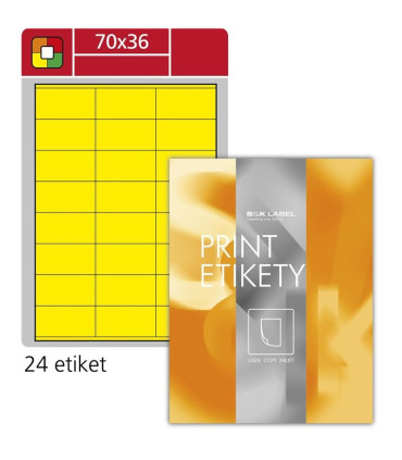 Fluorescentní etikety S&K Label - žluté, 70 x 36 mm, 2400 ks