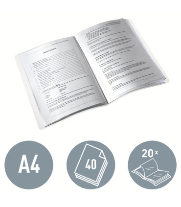 Katalogová kniha Leitz WOW - A4, 20 kapes, ledově modrá