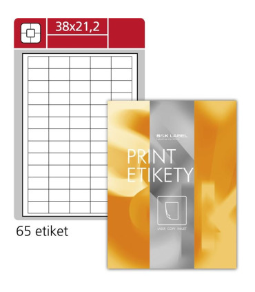 Univerzální etikety S&K Label - bílé, 38 x 21,2 mm, 6500 ks