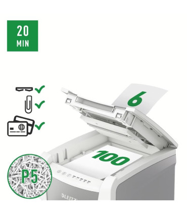 Automatická skartovačka Leitz IQ AutoFeed 100 - P5, řez na mikročástice 2 x 15 mm
