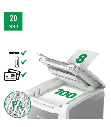 Automatická skartovačka Leitz IQ AutoFeed 100 - P4, řez na částice 4 x 30 mm