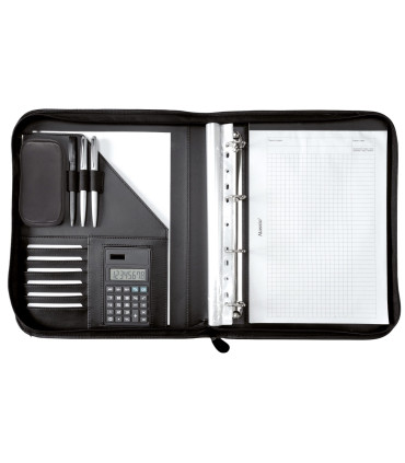 Konferenční desky A4 s kalkulačkou RICCIONE, zip, černá (30040)