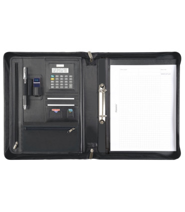 Konferenční desky CARPO A4 se zipem, kůže, černá (30062)