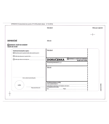 Doručenky C5 - bez pruhu, pro správní řízení, s krycí páskou, 100 ks