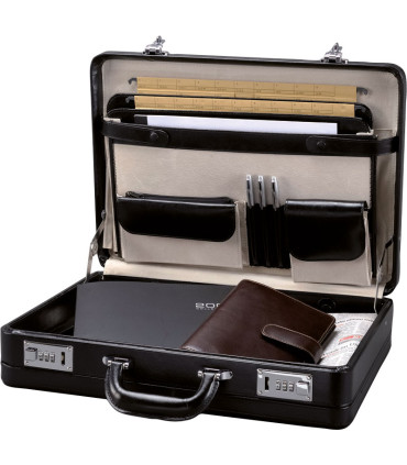 Kufr Alassio TAORMINA, kůže, černá, číselné známky (41033)