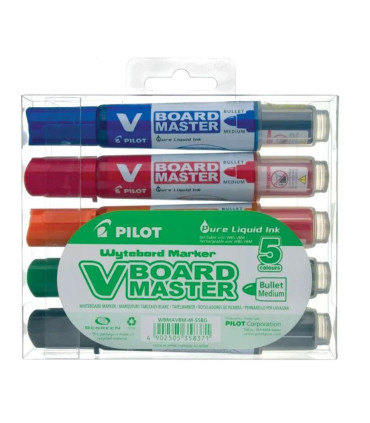 Popisovač Pilot V Board Master - kulatý hrot, sada 5 barev