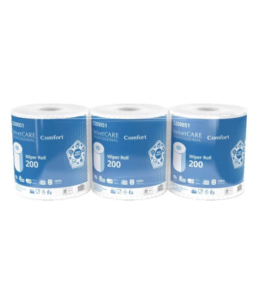 Průmyslové utěrky Velvet Professional - 2 vrstvé, 200 m, 3 role (5200051)