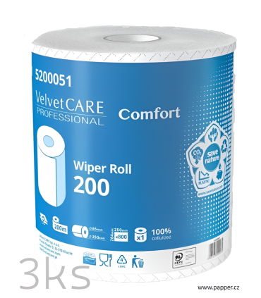 Průmyslové utěrky Velvet Professional - 2 vrstvé, 200 m, 3 role (5200051)