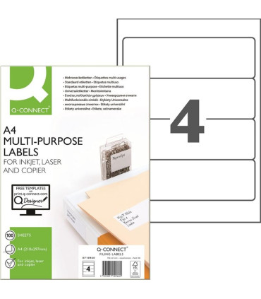 Etikety na pořadače Q-Connect - bílé, 192 x 61 mm, 400 ks