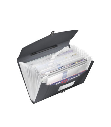 Aktovka s přihrádkami Esselte VIVIDA - A4, 12 přihrádek, černá