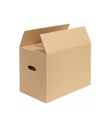 Klopová krabice stěhovací, s vyseknutými otvory pro ruce - 593 x 393 x 325 mm, 1 ks