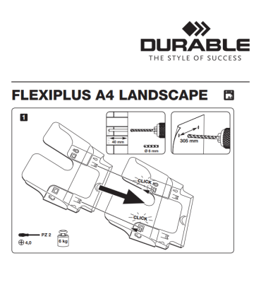 Prezentační nástěnný stojan Durable FLEXIPLUS - 6 přihrádek, transparentní