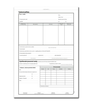 Cestovní příkaz - vyúčtování pracovní cesty , A4, 100 listů