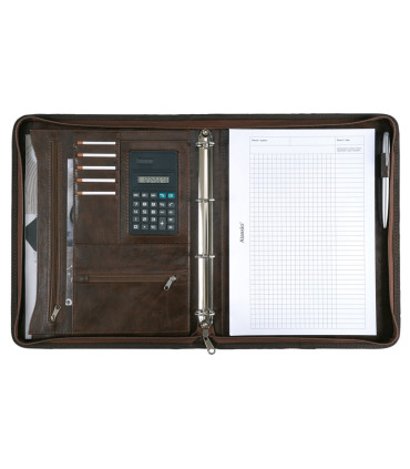 Konferenční desky MASSA A4 se zipem, kalkulačka, hnědá (30064)