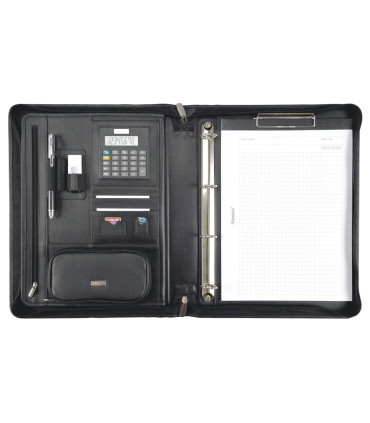 Konferenční desky BOSA A4 se zipem, kůže, černá (30061)