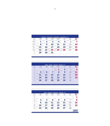 Tříměsíční skládaný kalendář 2026 - modrý