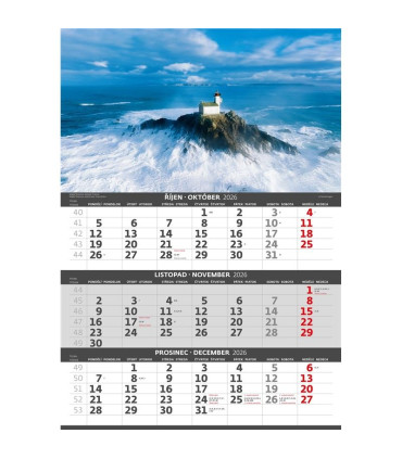 Tříměsíční nástěnný kalendář 2026 Pobřeží