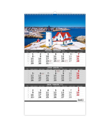 Tříměsíční nástěnný kalendář 2026 Pobřeží