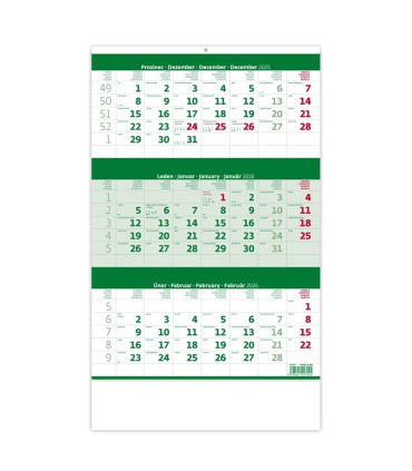 Tříměsíční kalendář 2026 - zelený