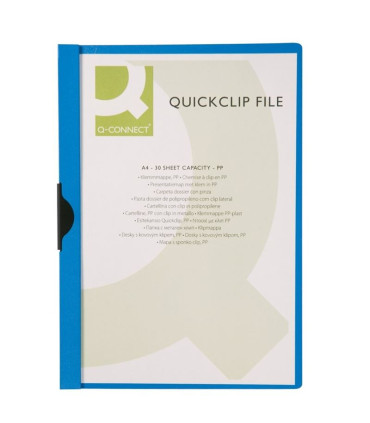 Zakládací desky s klipem Q-Connect - A4, kapacita 60 listů, modré, 25 ks