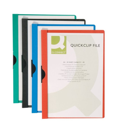 Zakládací desky s klipem Q-Connect - A4, kapacita 60 listů, červené, 25 ks